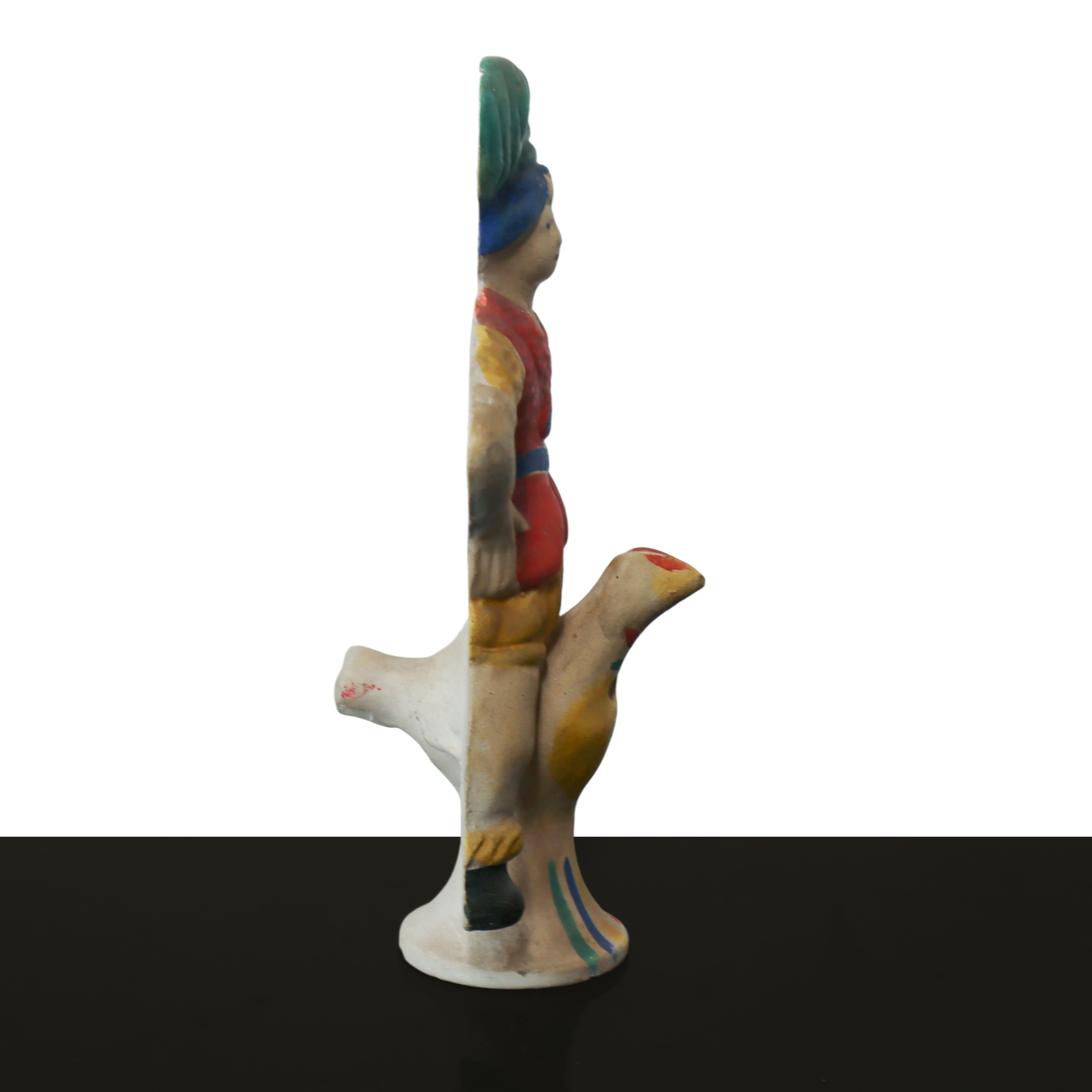 Nove Ceramiche - Fischietto Policromo Raffigurante Uomo su Gallina