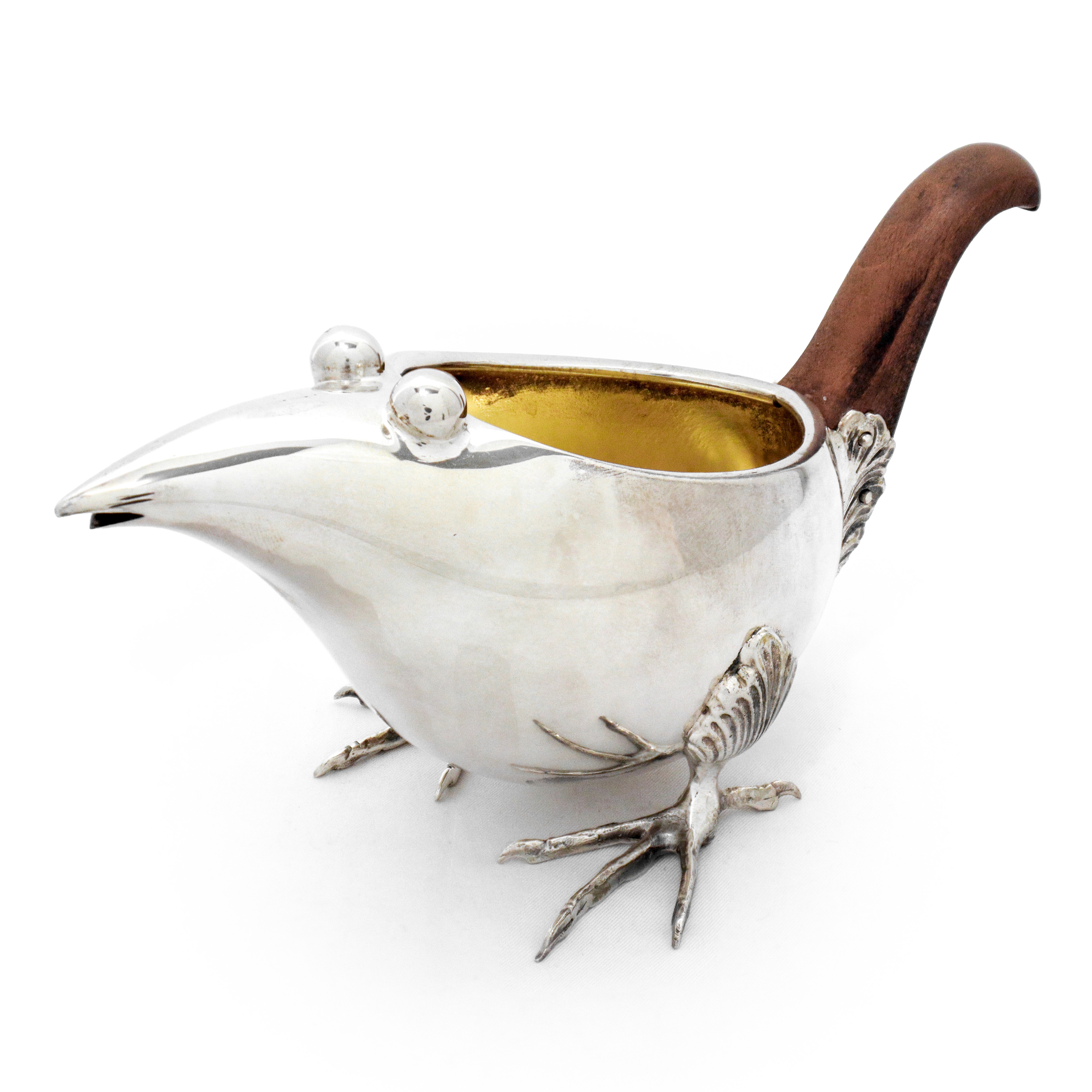 Servizo da te e caffè in argento 800 con fattezze di volatili