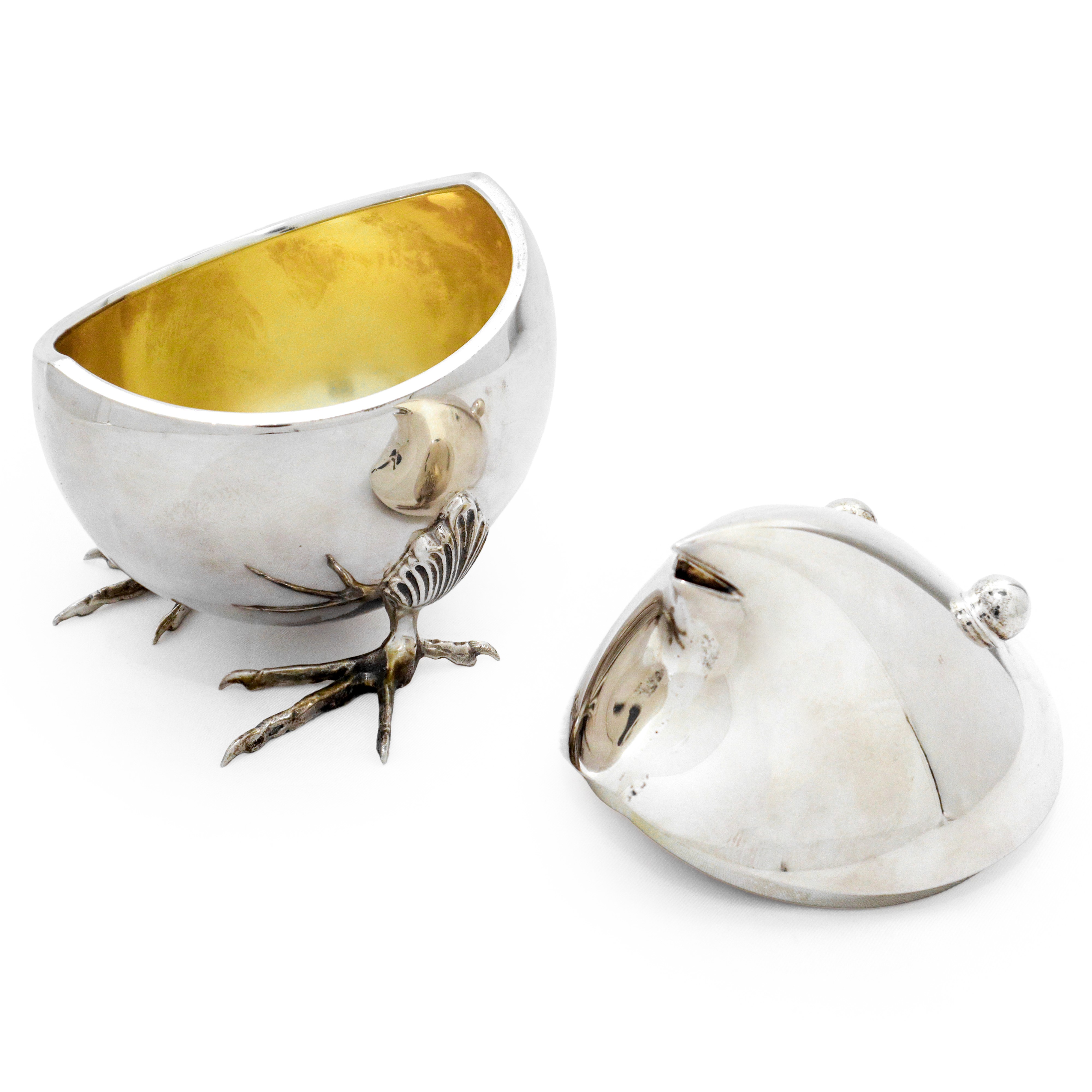 Servizo da te e caffè in argento 800 con fattezze di volatili