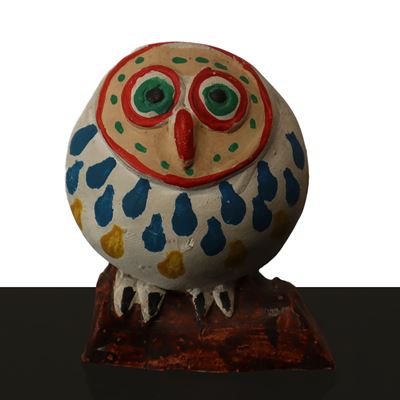 Fischietto a guisa di gufo, ceramica, h cm 8.5