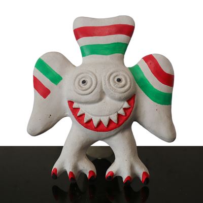 Fischietto a guisa di personaggio con tricolore, altezza 13 cm