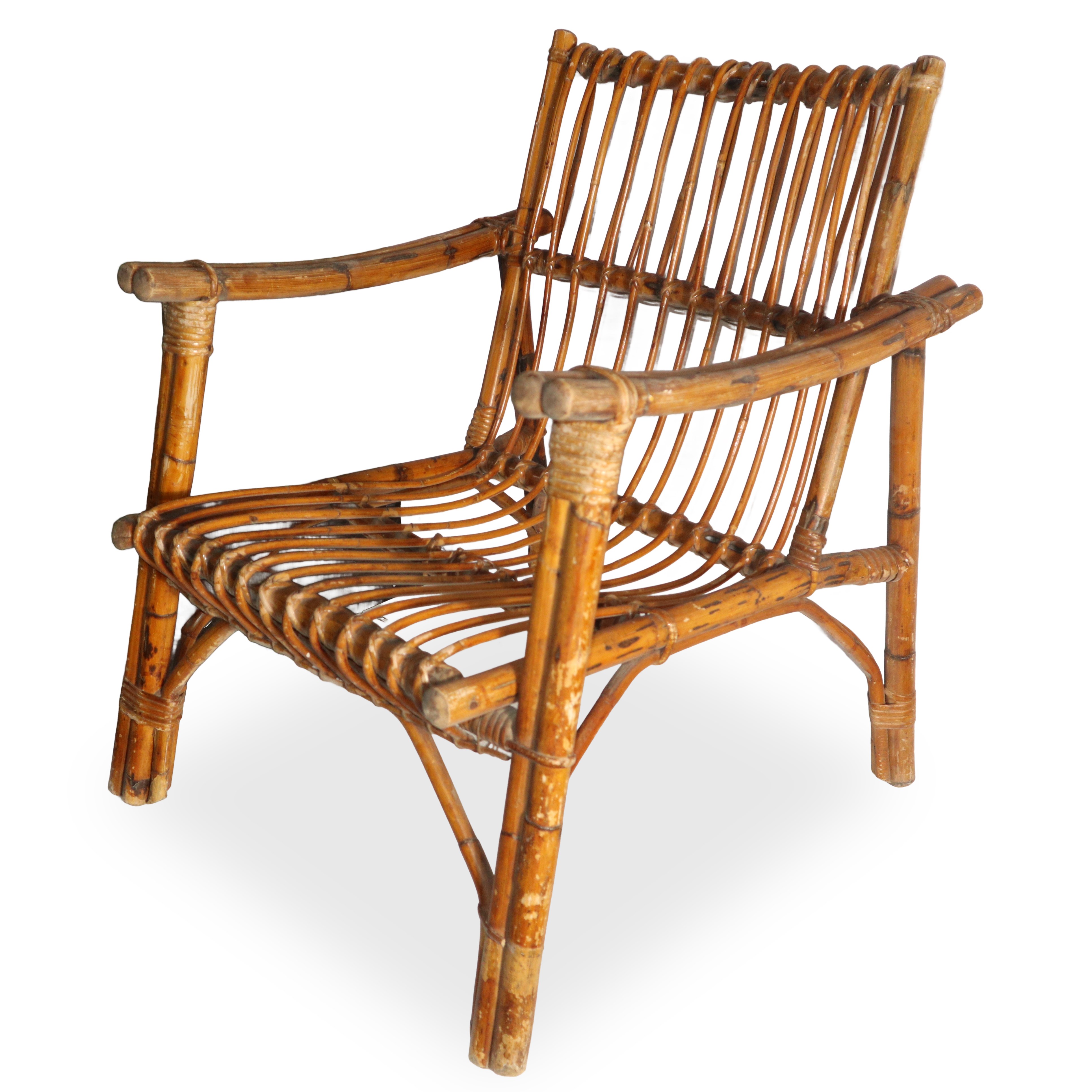 Coppia di poltrone in rattan color legno