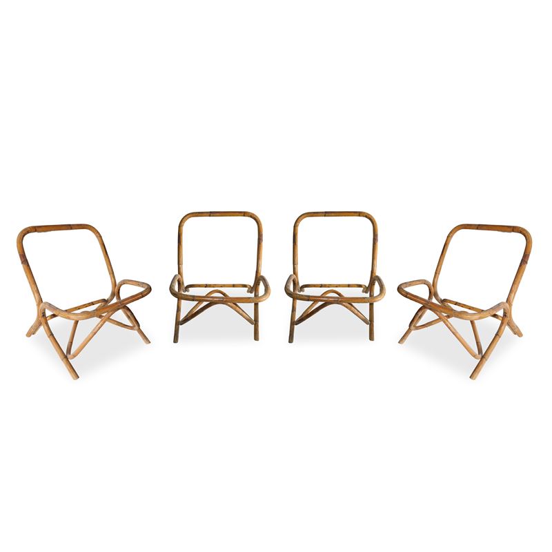 N°4 Sedie in Rattan Color Legno da Rivestire