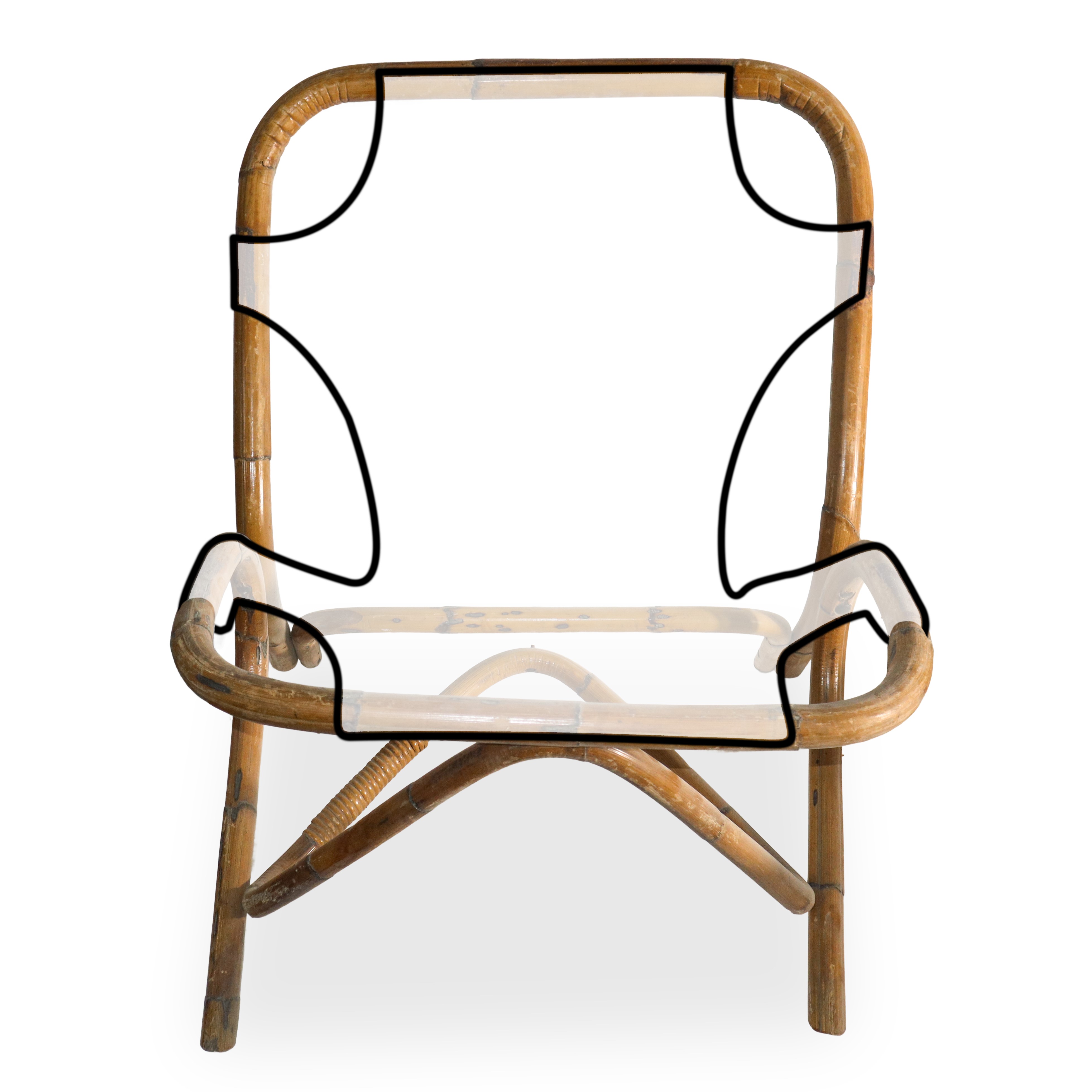 N°4 Sedie in Rattan Color Legno da Rivestire