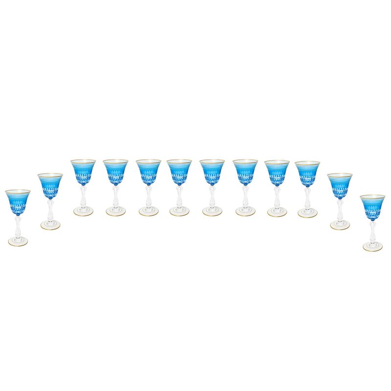 N°12 Calici in cristallo Saint Louis blu da vino bianco modello Lozerè Or