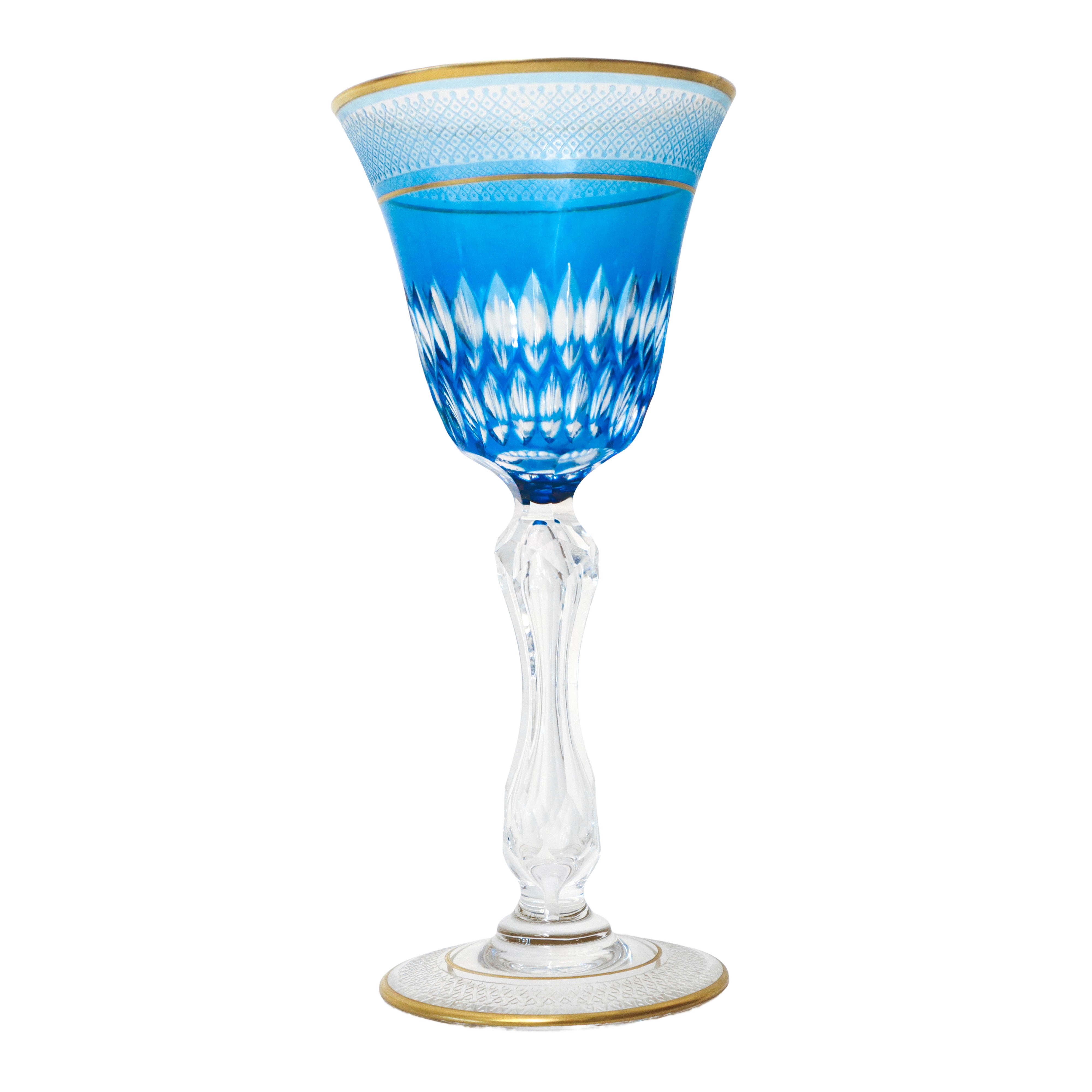 N°12 Calici in cristallo Saint Louis blu da vino bianco modello Lozerè Or