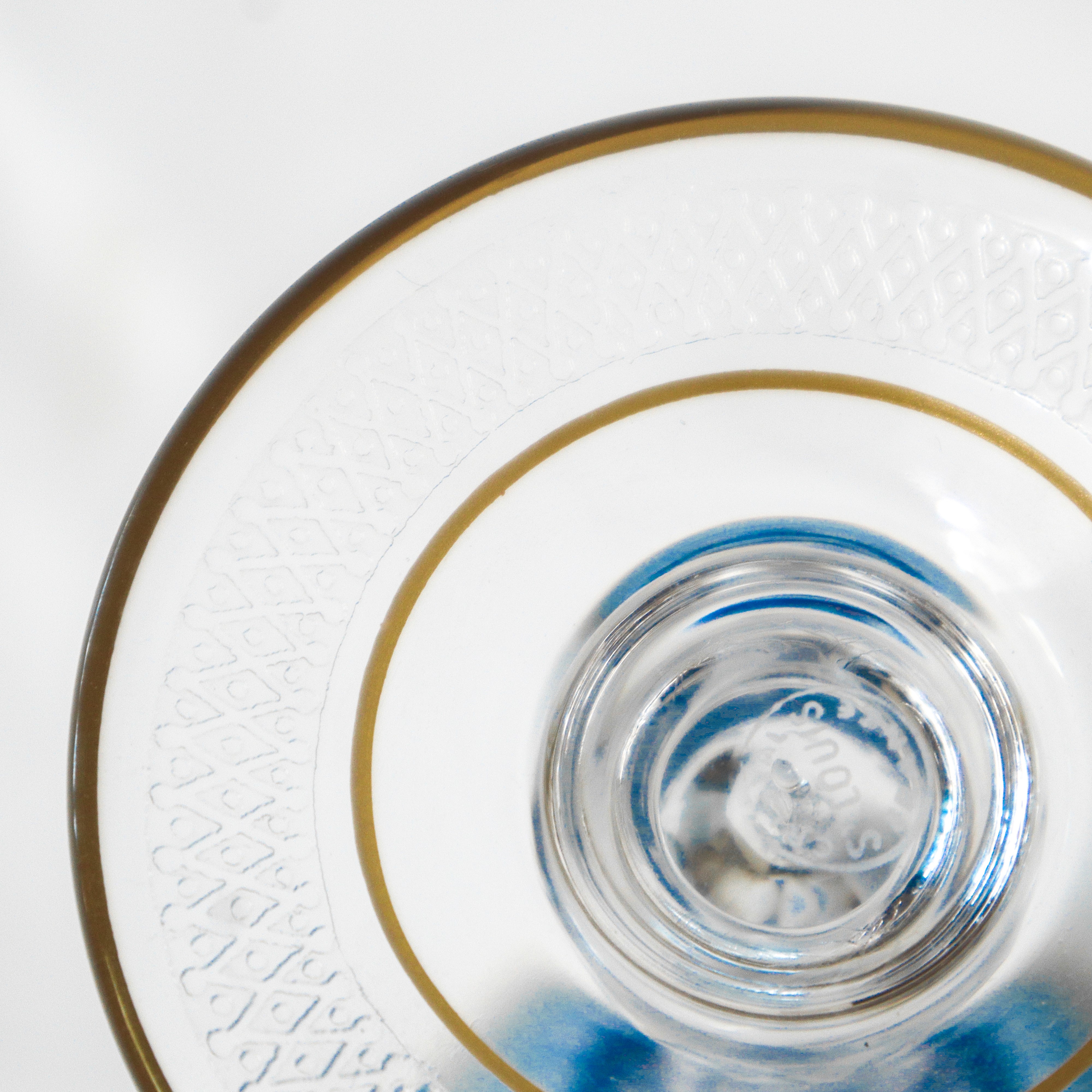 N°12 Calici in cristallo Saint Louis blu da vino bianco modello Lozerè Or