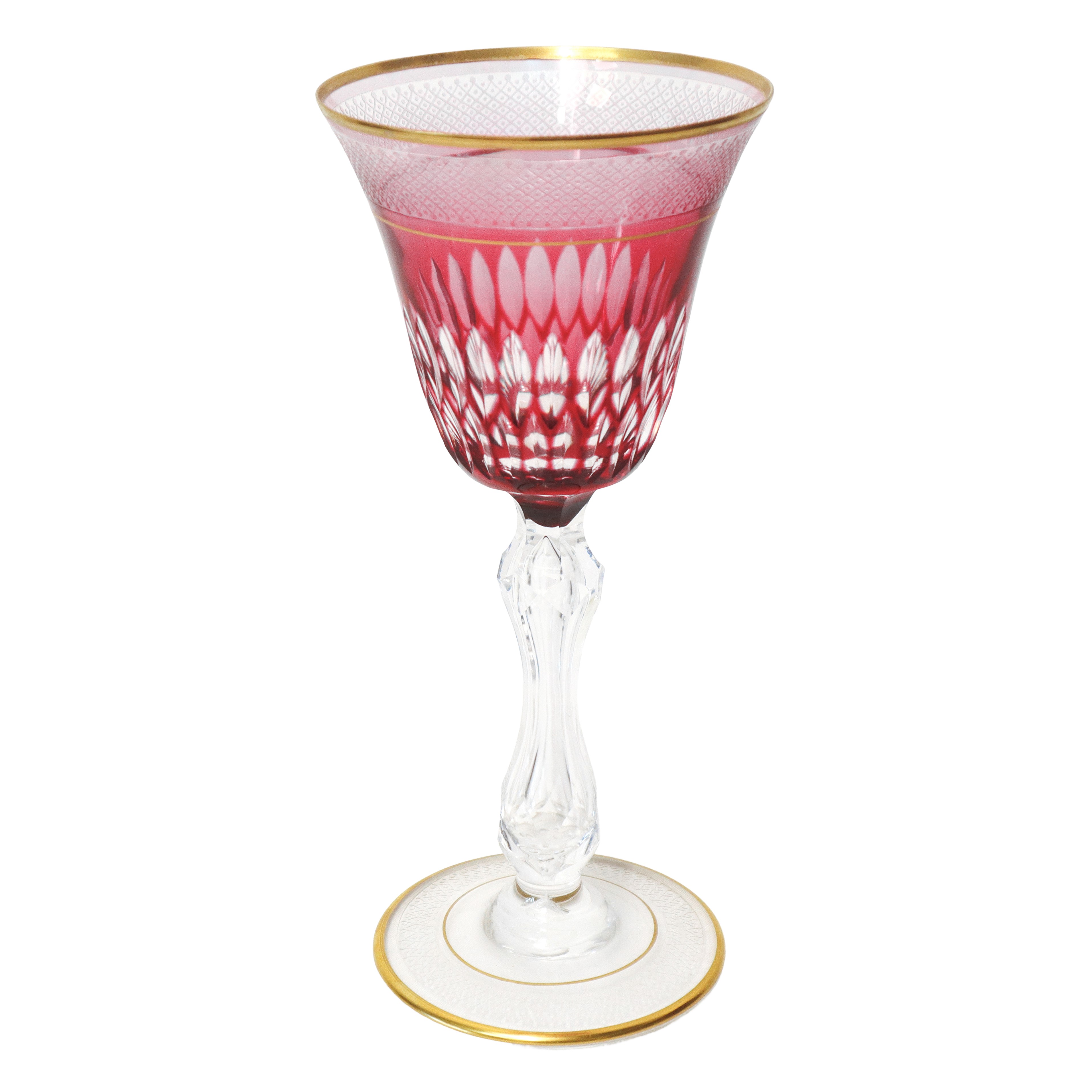 N°12 Calici in cristallo Saint Louis rossi da vino bianco modello Lozerè Or con bordo dorato e zi...