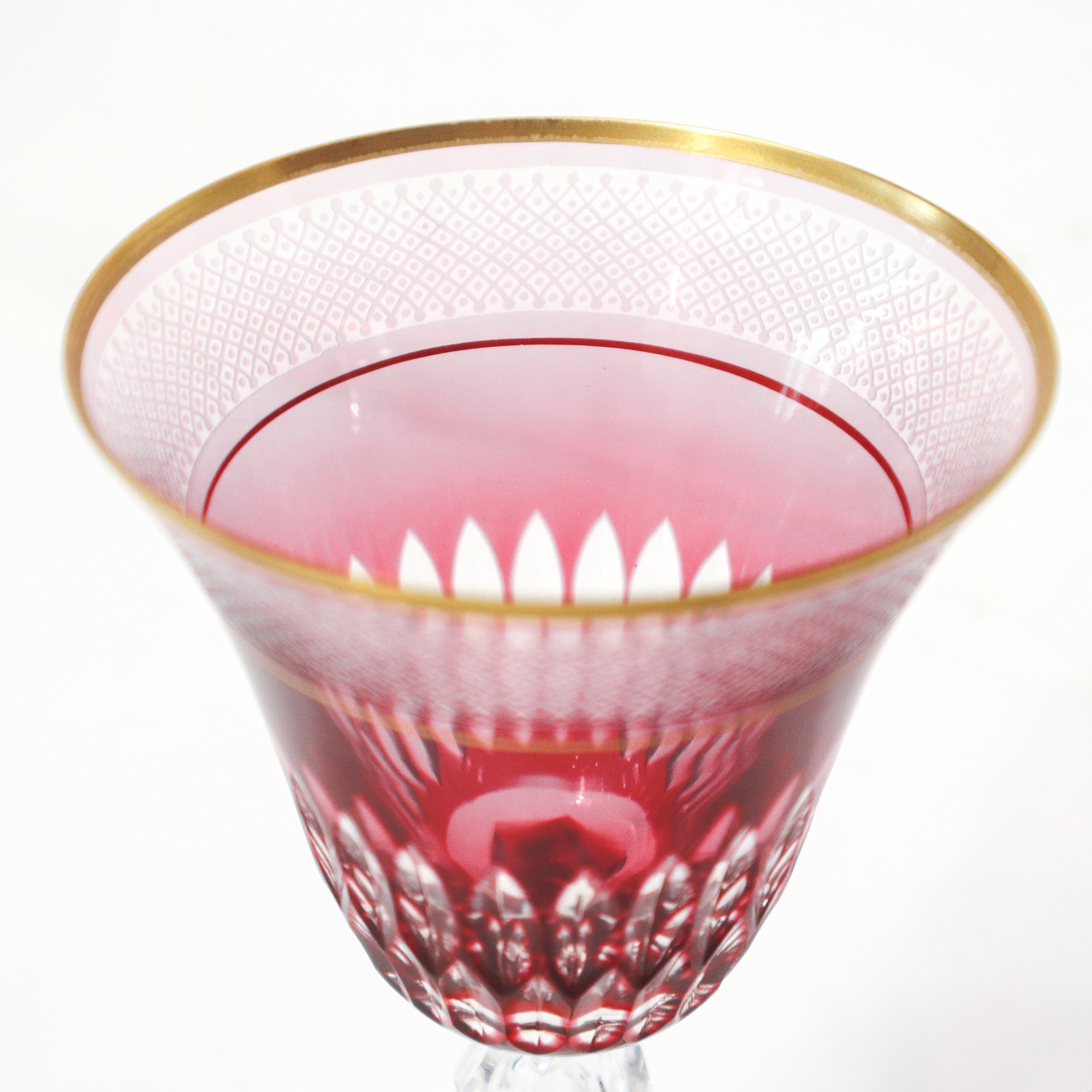 N°12 Calici in cristallo Saint Louis rossi da vino bianco modello Lozerè Or con bordo dorato e zi...