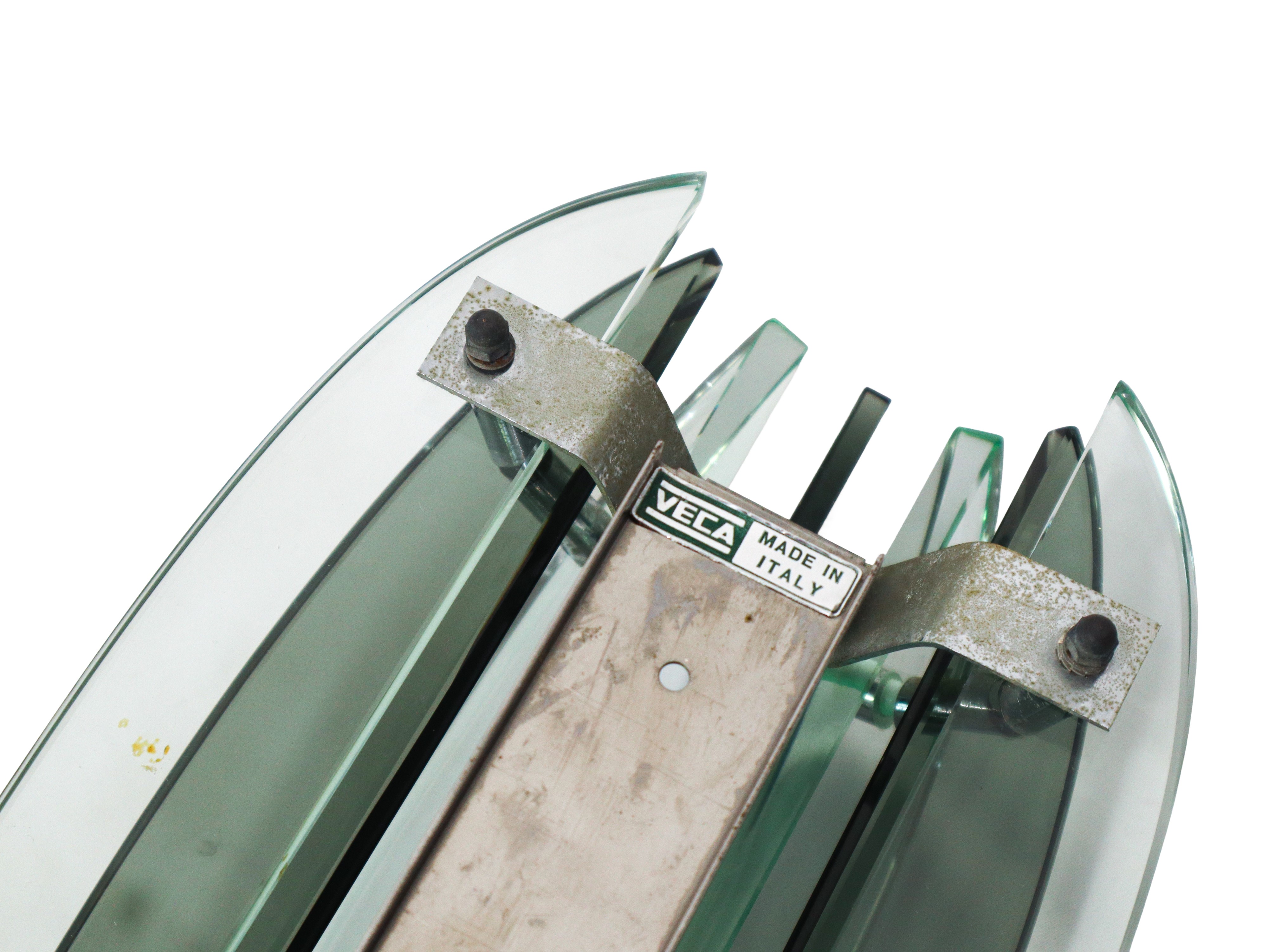 Coppia di applique Veca in metallo e vetro verde