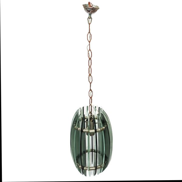 Veca - Lampadario Veca in acciaio e vetro verde