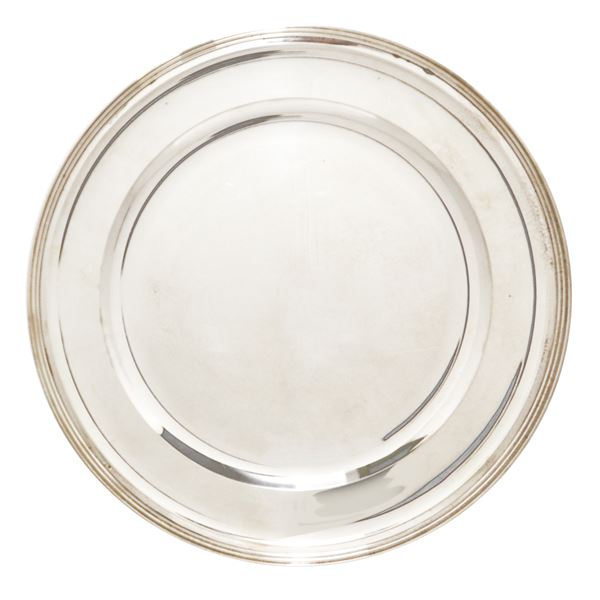 Vassoio circolare in argento 800