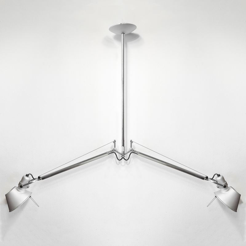 Sospensione a due bracci in metallo argentato