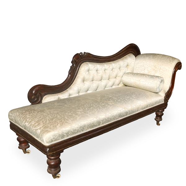 Daybed with white damask upholstery