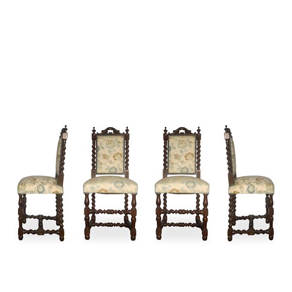 No. 4 Chairs with high backrests and floral upholstery 
