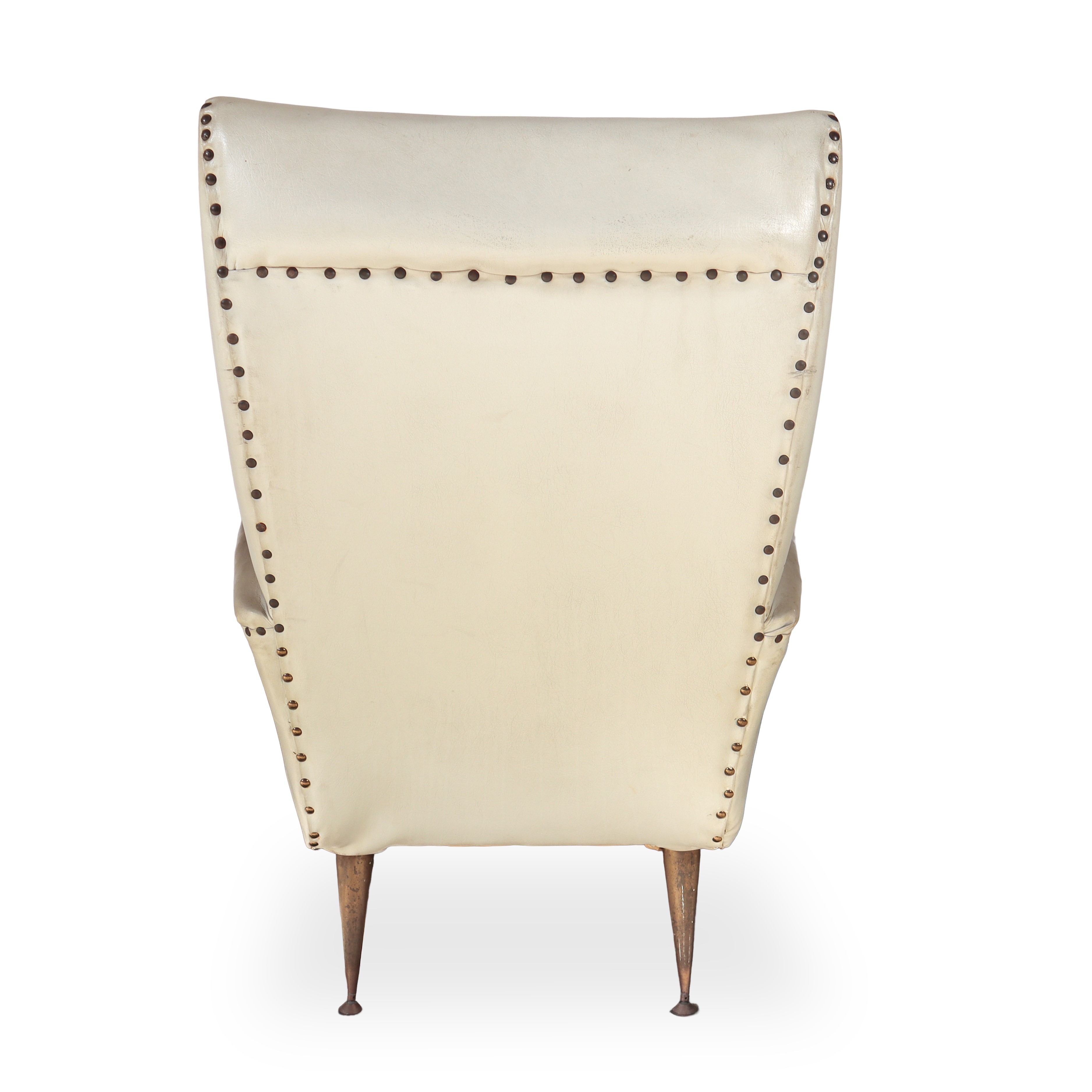 Poltrona in similpelle bianca con poggiapiedi