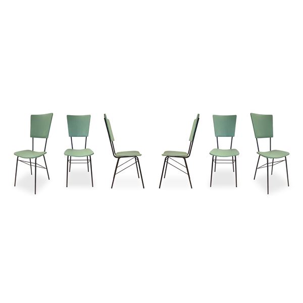 N°6 Green chairs with metal frame