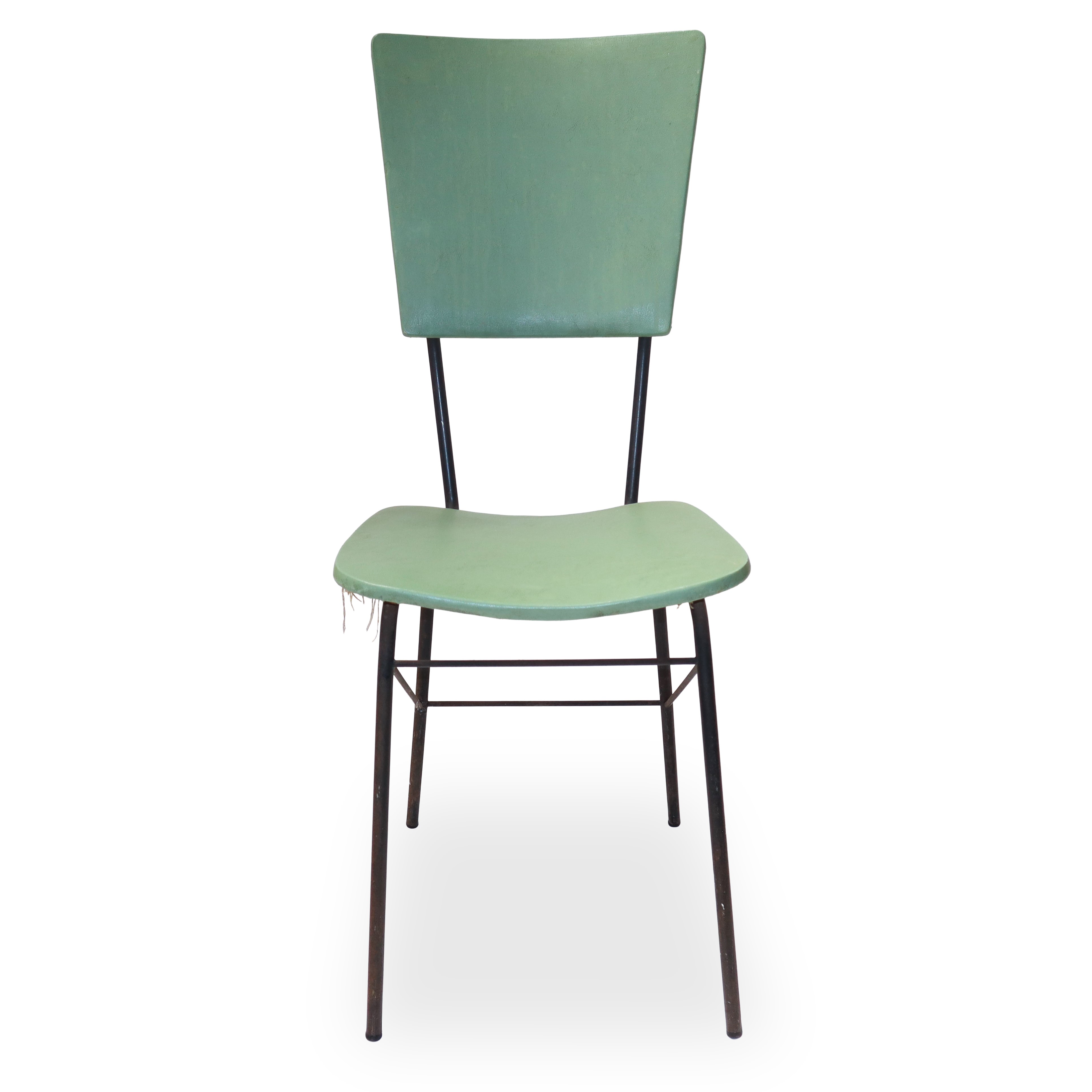 Sedie verdi, set di 6 unità, struttura in metallo (anni '50/'60)