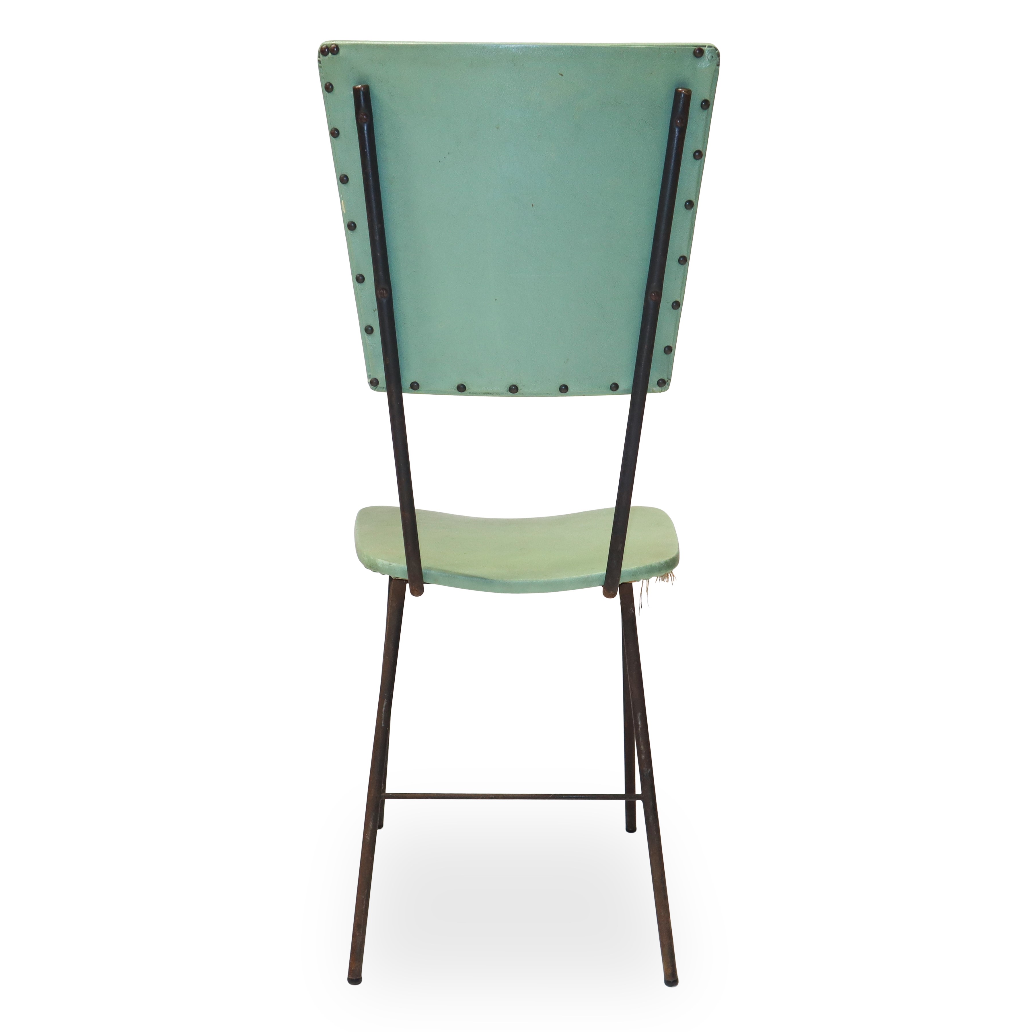 Sedie verdi, set di 6 unità, struttura in metallo (anni '50/'60)