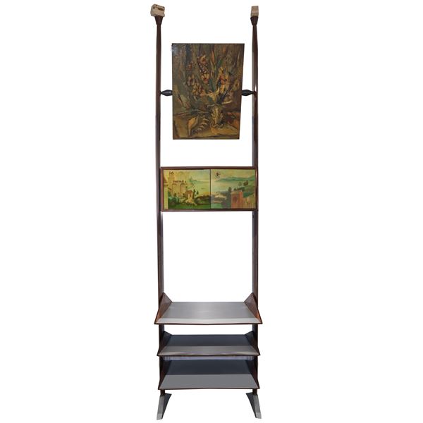 Modular bookcase made up of two extendable modules with painted panels by G. Crestani 