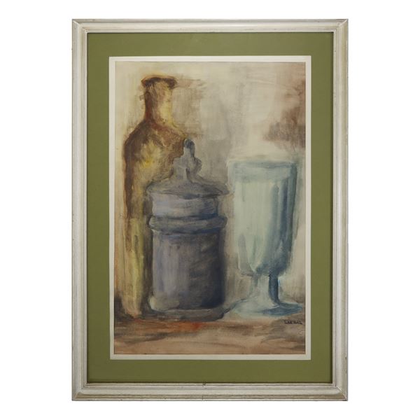 Matilde Iachelli - Still life, bottle, vase and glass