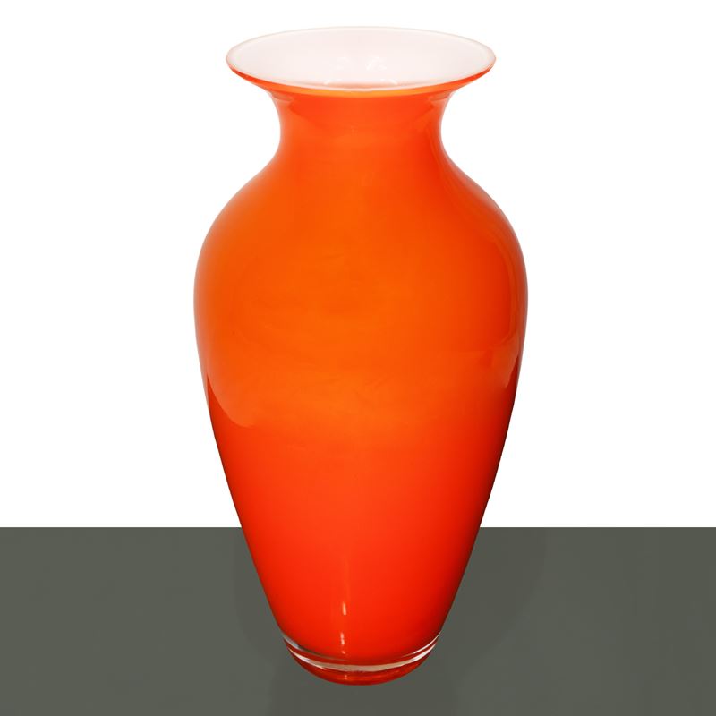 Carlo Nason - Vaso in Vetro di Murano Arancione Modello Pirus Opalino