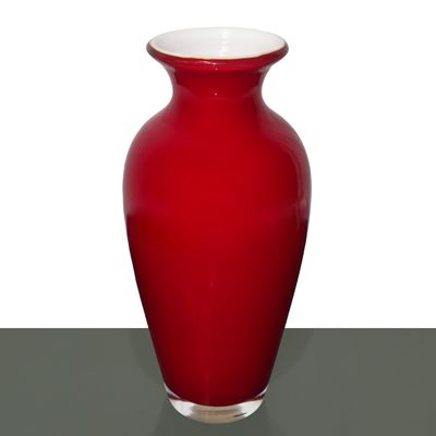 Vaso in Vetro di Murano Rosso con Collo Svasato
