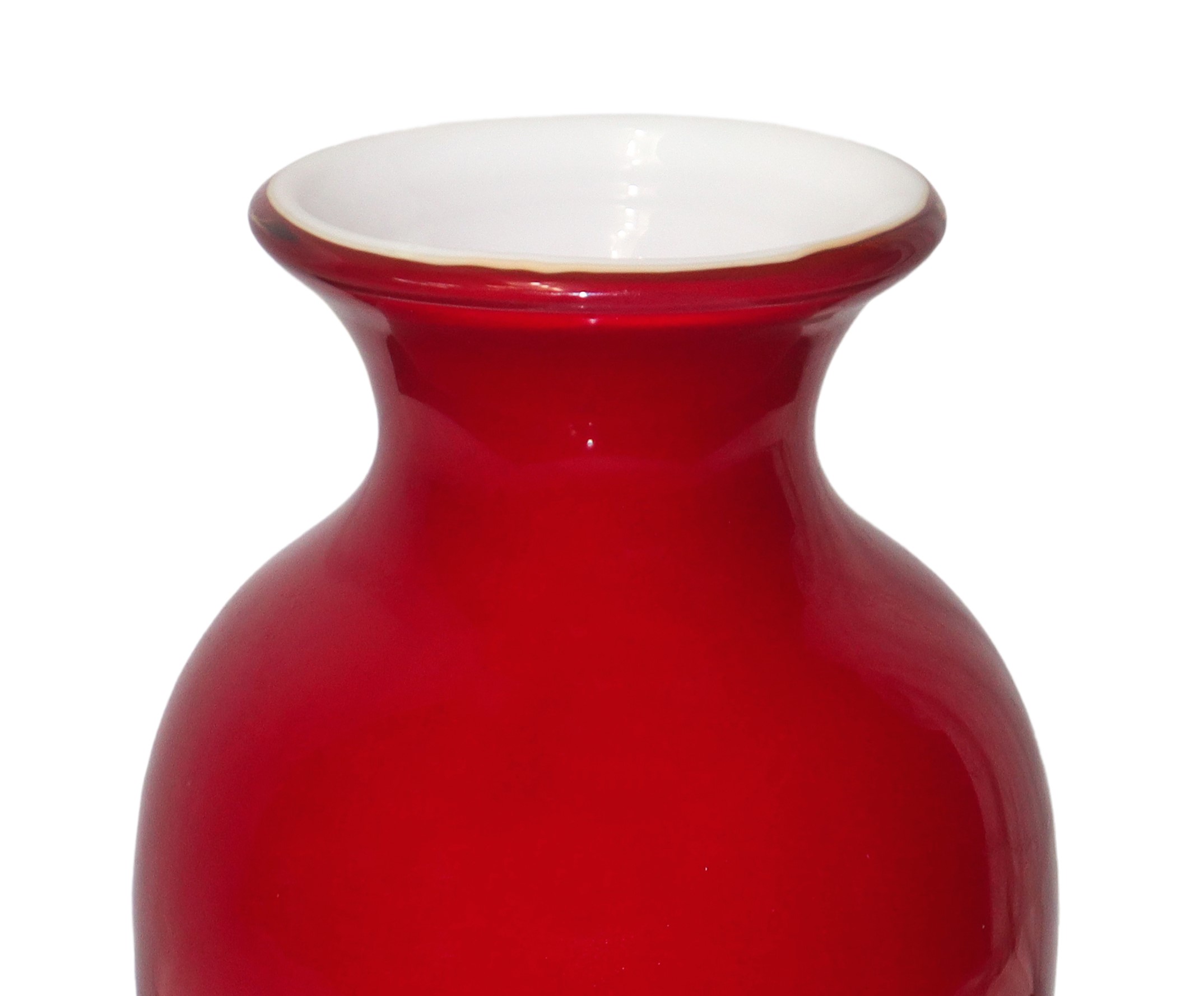 Carlo Nason - Vaso in Vetro di Murano Rosso con Collo Svasato
