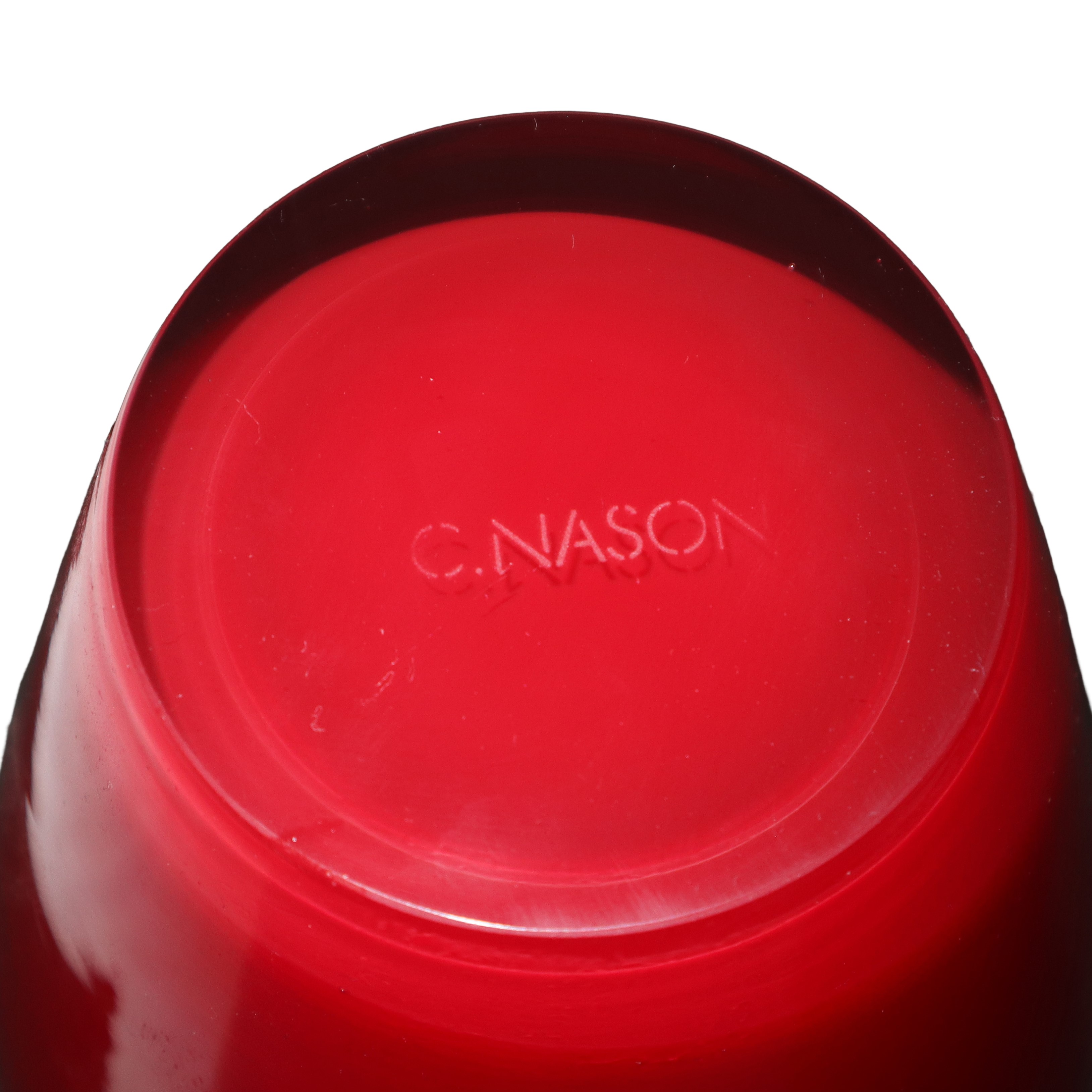 Carlo Nason - Vaso in Vetro di Murano Rosso con Collo Svasato