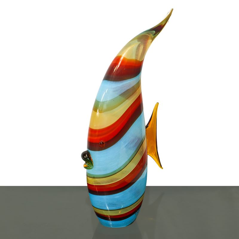 Pesce in vetro di Murano colorato, h 44 cm