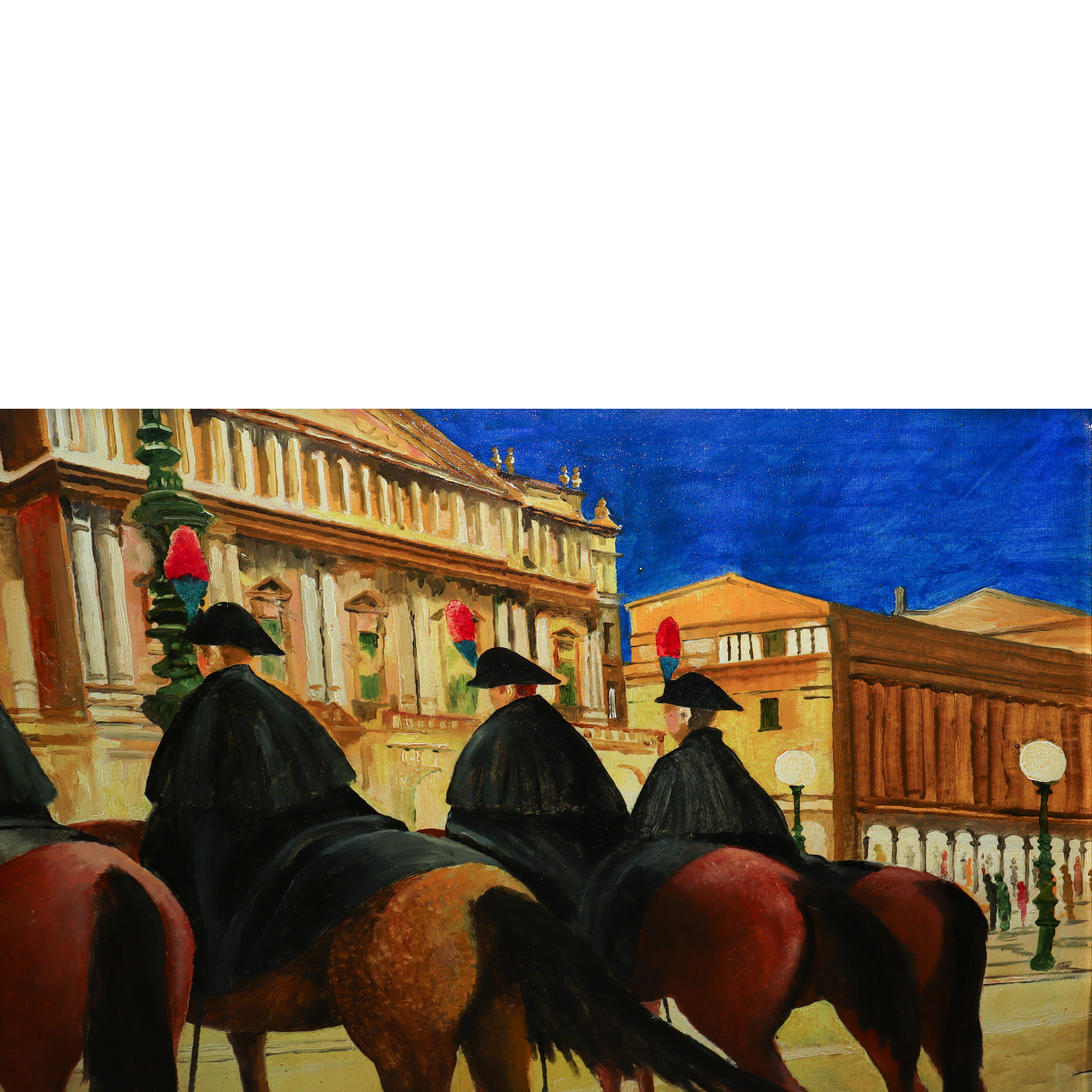 Nino Ciaccio - Carabinieri a cavallo, olio su tela