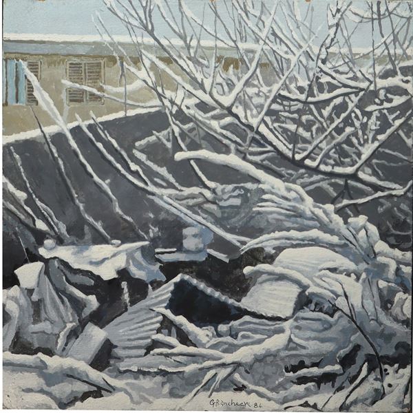 Giuseppe  Banchieri - Cortile sotto la neve