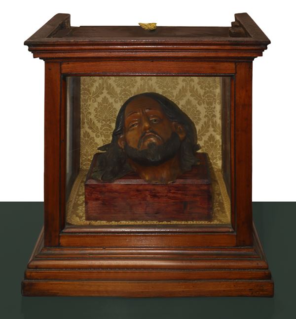 Case with head of the Baptist in ceroplastic