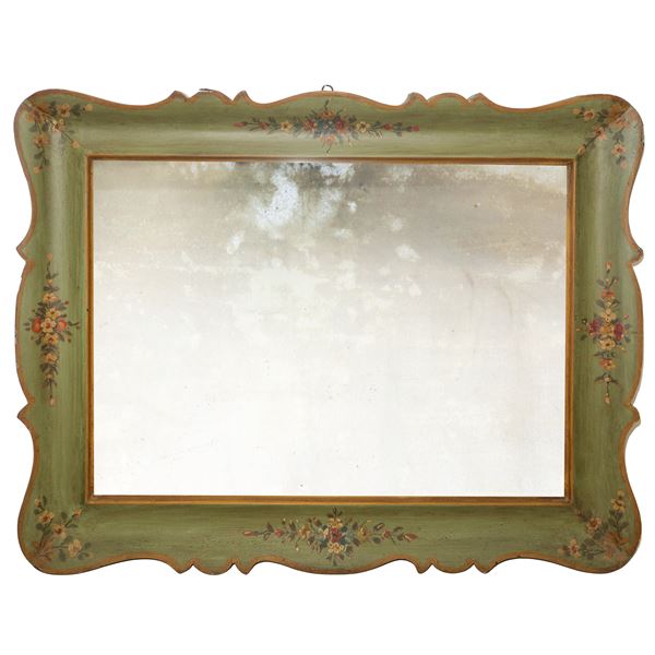 Lacquered and painted tray mirror