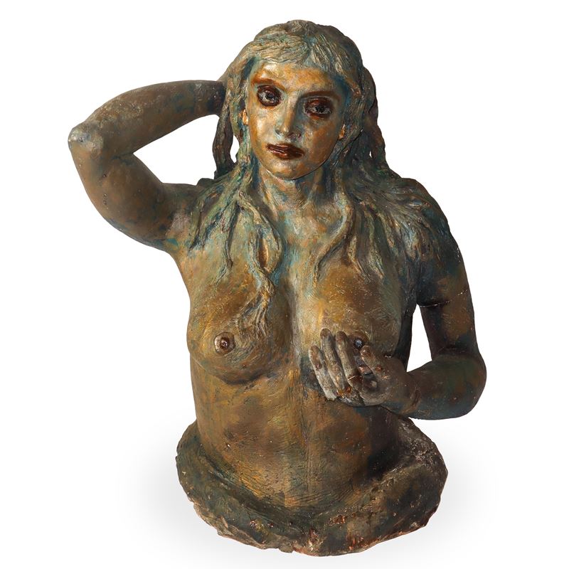 Mezzobusto di donna in terracotta