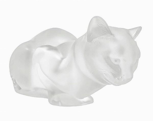 Lalique glass cat. H cm 11. Width cm 21