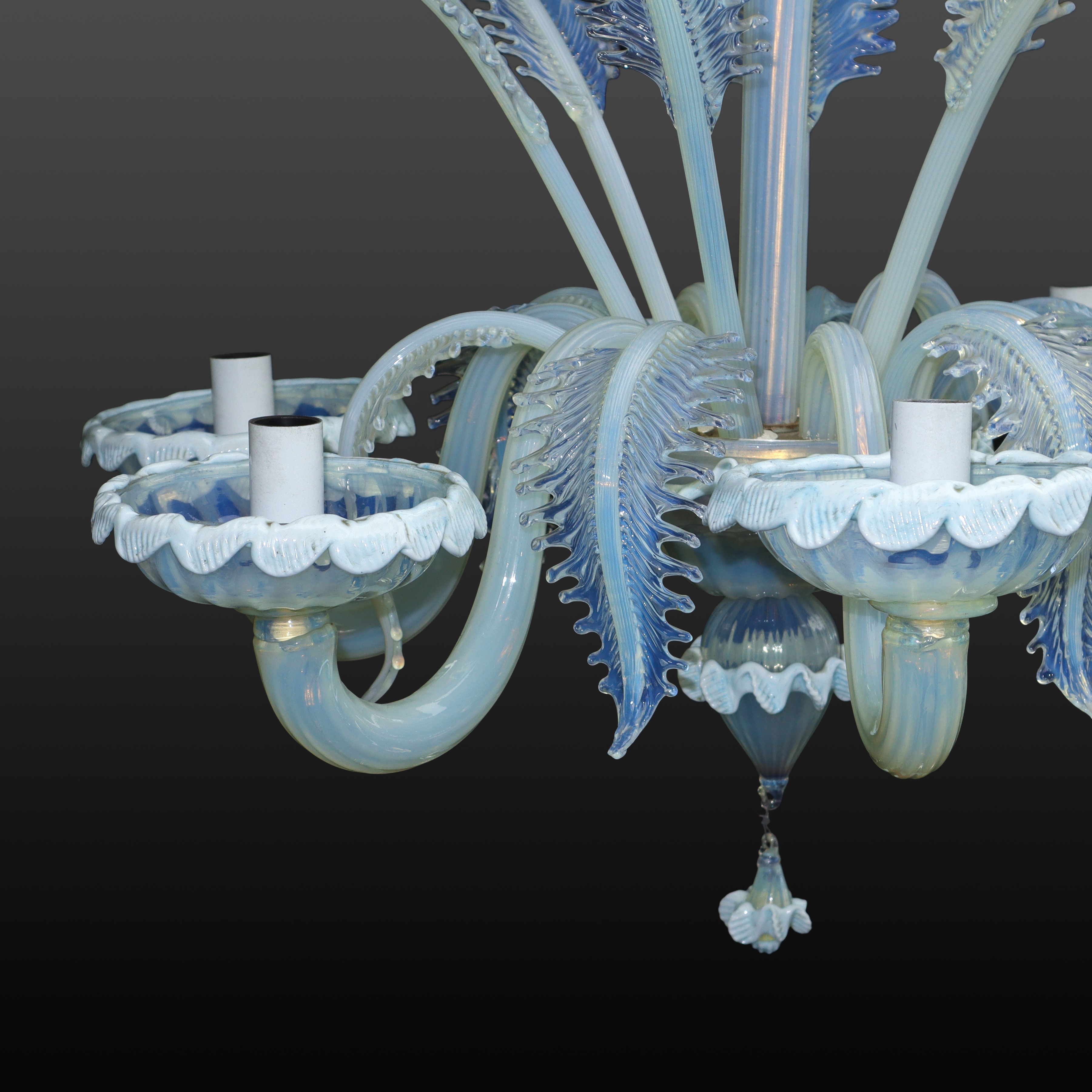 Lampadario in vetro di Murano azzurro