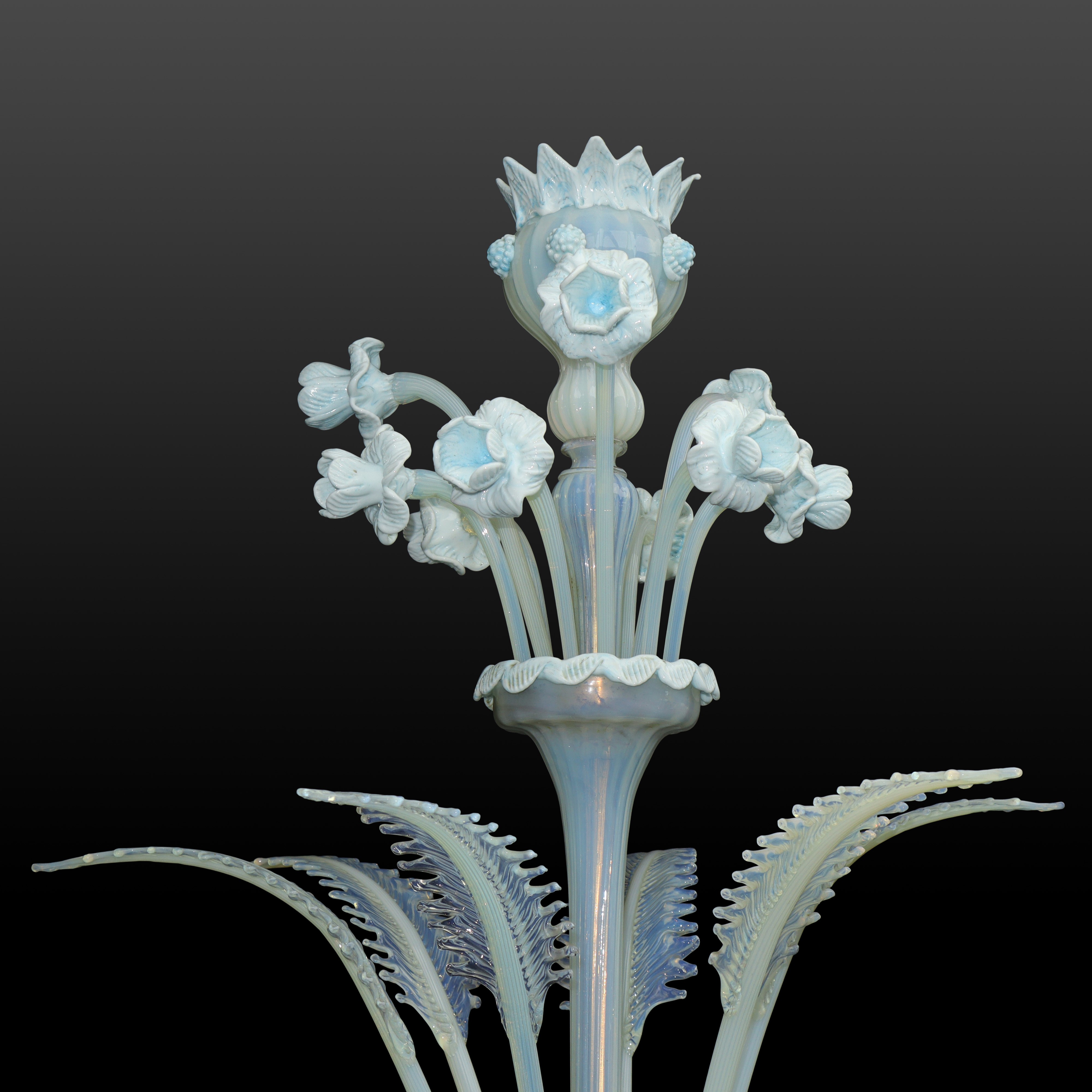 Lampadario in vetro di Murano azzurro