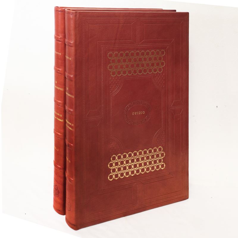 N°2 Volumi: Le Metamorfosi di Ovidio, con 48 disegni nel testo e 22 litografie fuoritesto dell'ar...