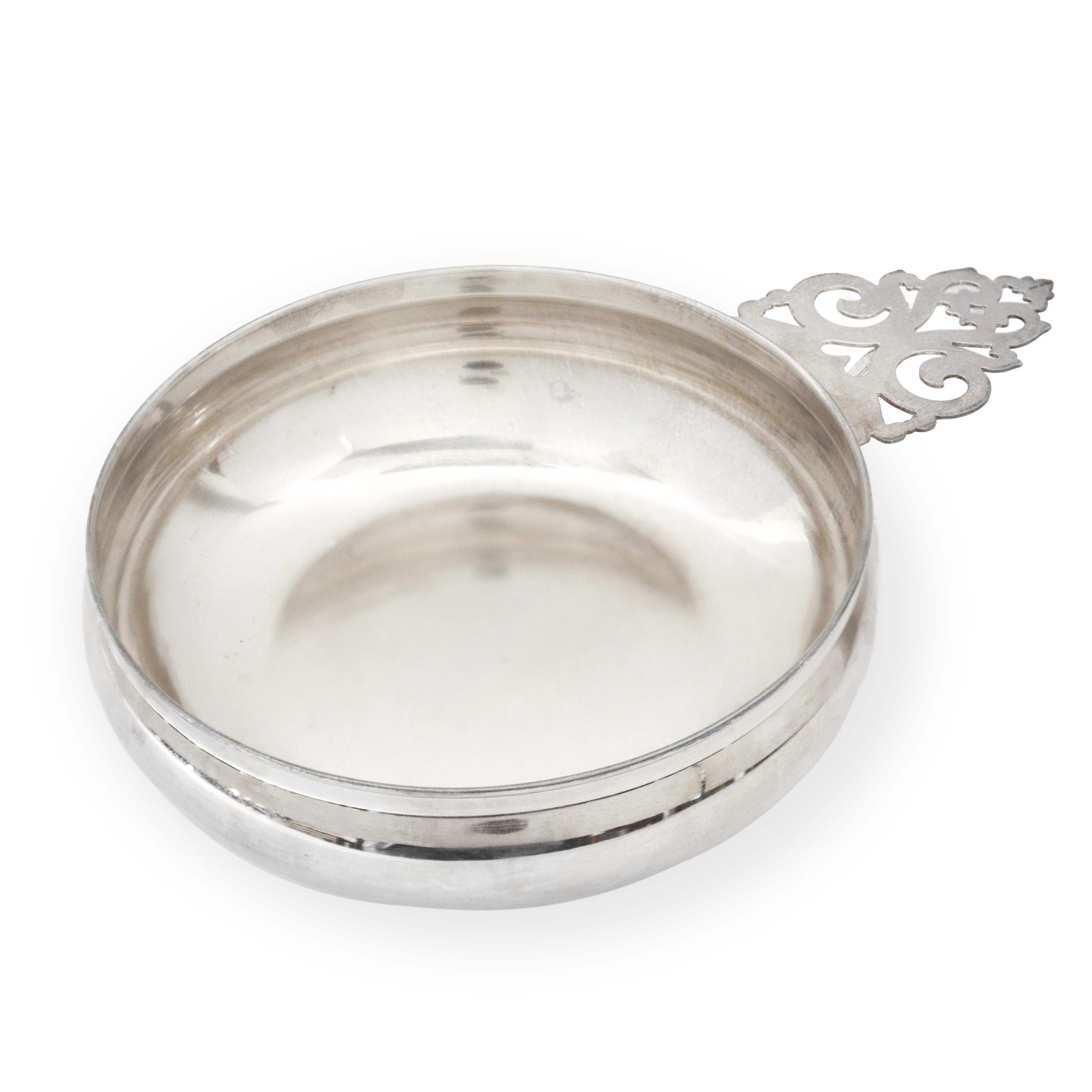 Tastevin in argento 800 con presa decorata