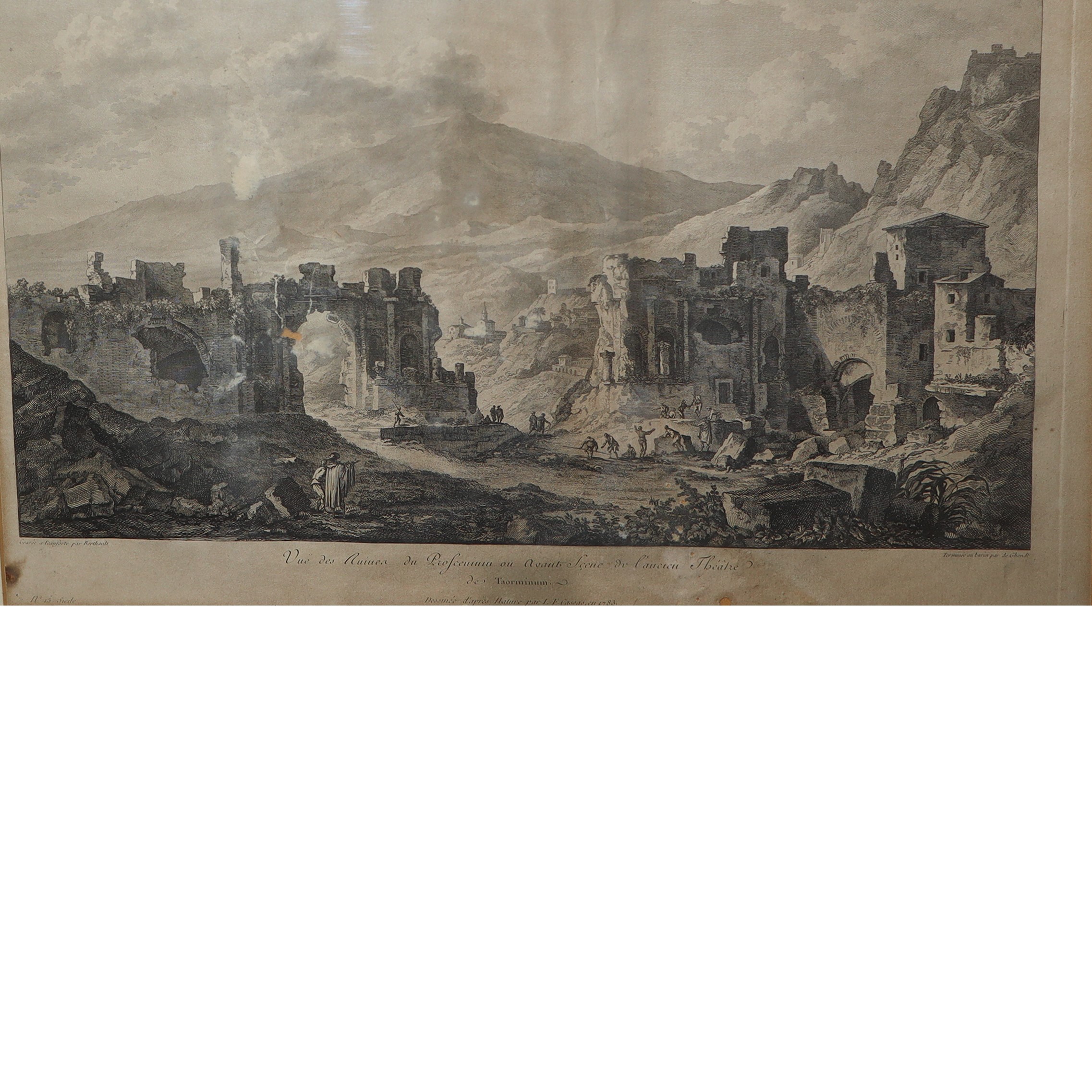 Saint-non - Teatro Greco di Taormina, incisione tratta dal 'Voyage pittoresque des isles de Sicil...
