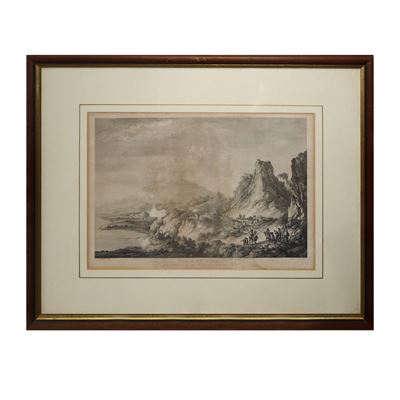 Vista di Taormina con Etna (incisione tratta dal “Voyage pittoresque des isles de Sicile, de Malt...