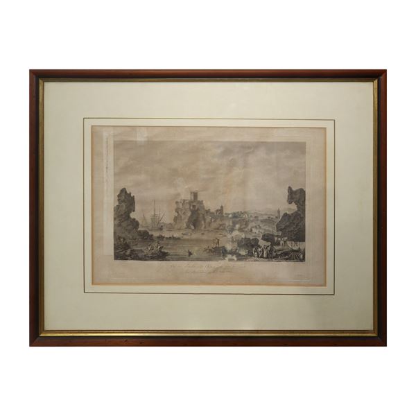 Saint-Non - View of the castle of Aci (Catania) engraving taken from the &quot;Picturesque journey of the islands of Sicily, Malta and Lipari&quot;