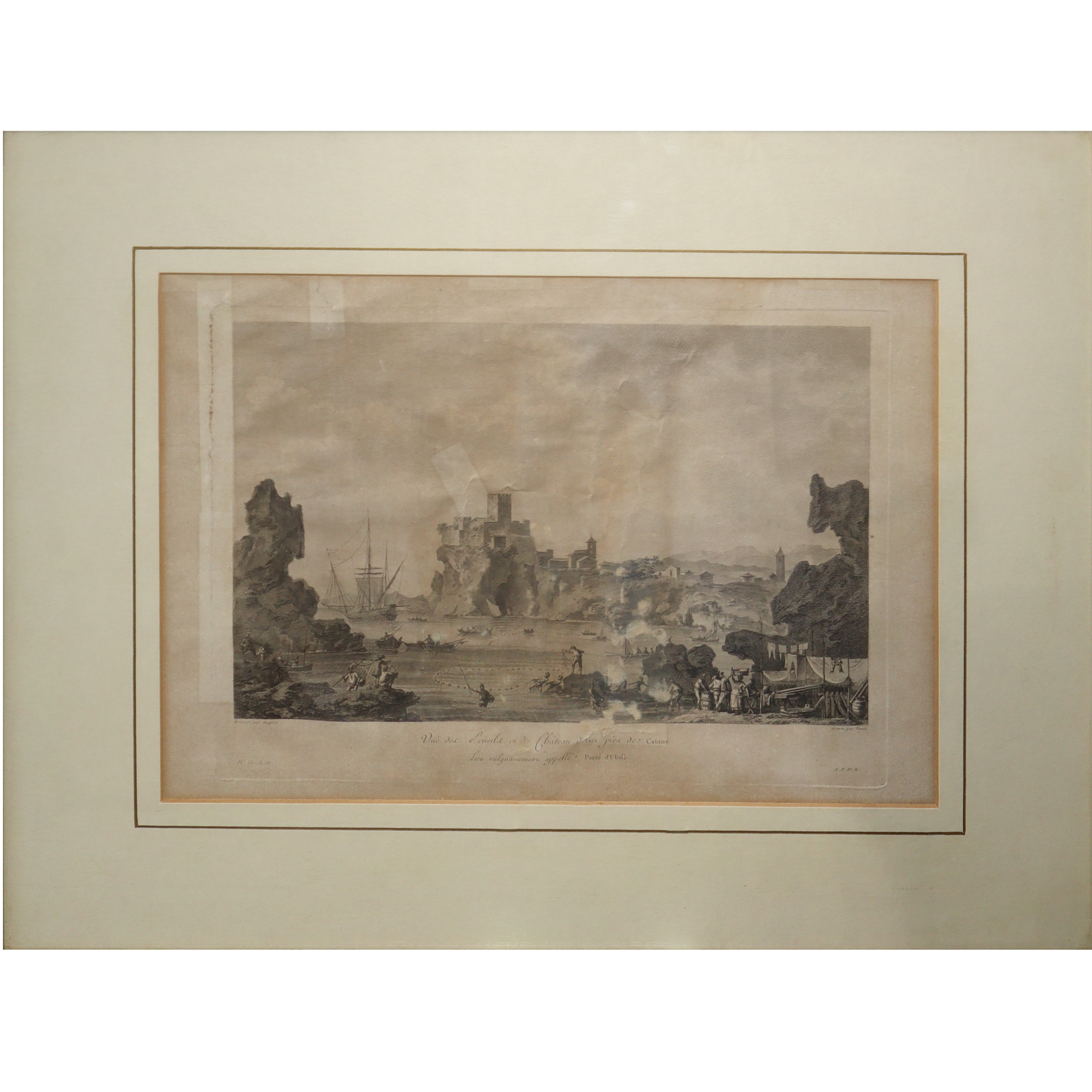 Saint-non - Vista del Castello di Aci (catania) Incisione Tratta dal "voyage Pittoresque Des Isle...