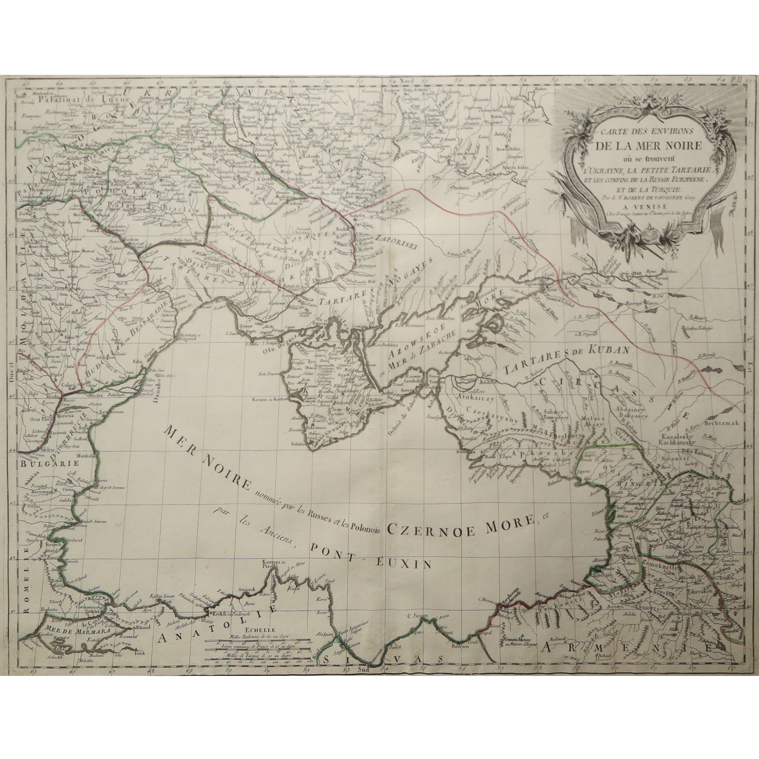 Paolo Santini - Carte Des Enviros De la Mere Noire: L'ukrayne, la Petite Tartarie, Et Les Confins...