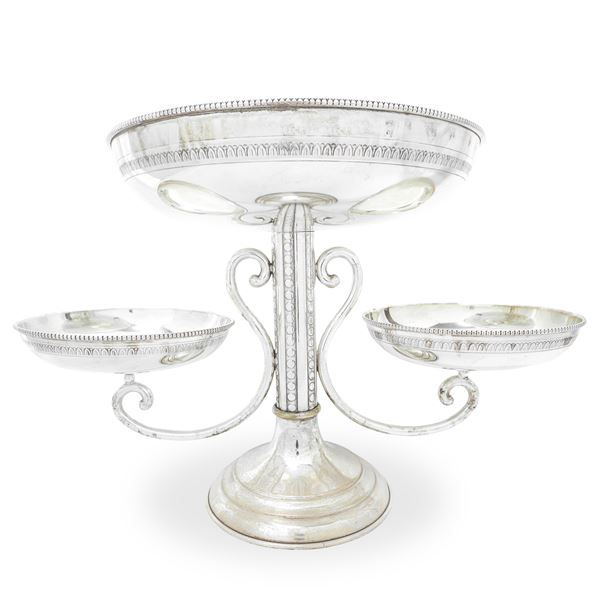 Stand with three silver metal plates