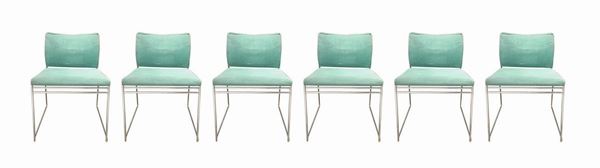 Production Simon Gavina, design Kazuide Takahama, model Jano. Group of six chairs. Years - 70s, with structure in chrome metal rod, sitting ...