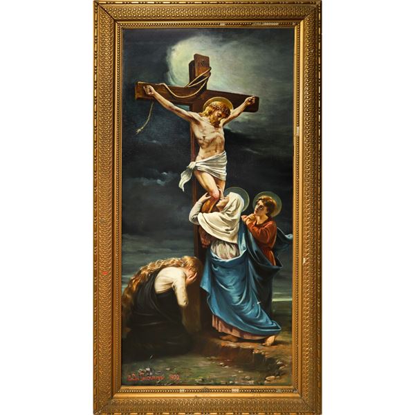 Emanuele  Di Giovanni - Crocifissione di Gesù con ai piedi Maria Maddalena, la Madonna e San Giovanni