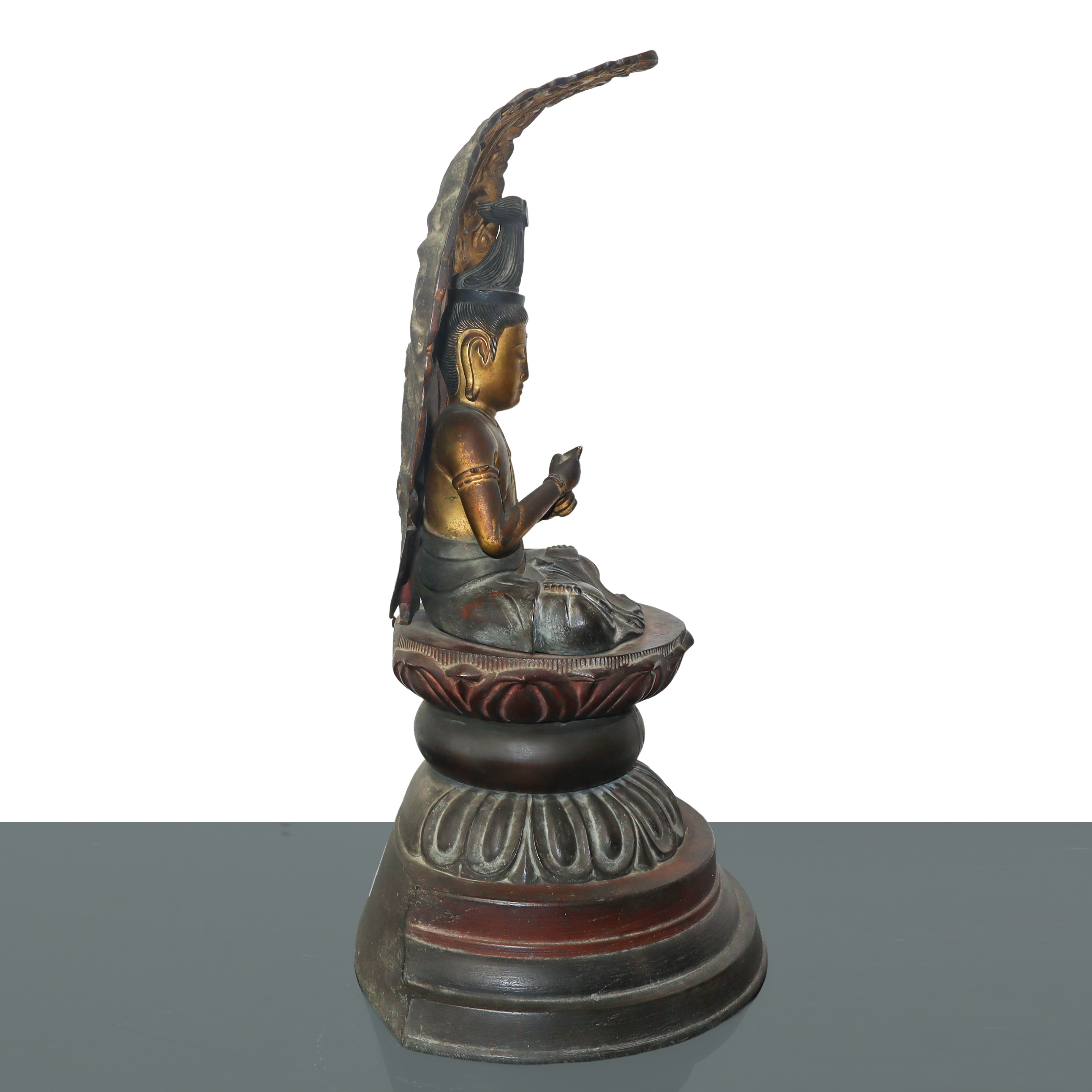 Buddha in Bronzo Brunito con Parti Dorate