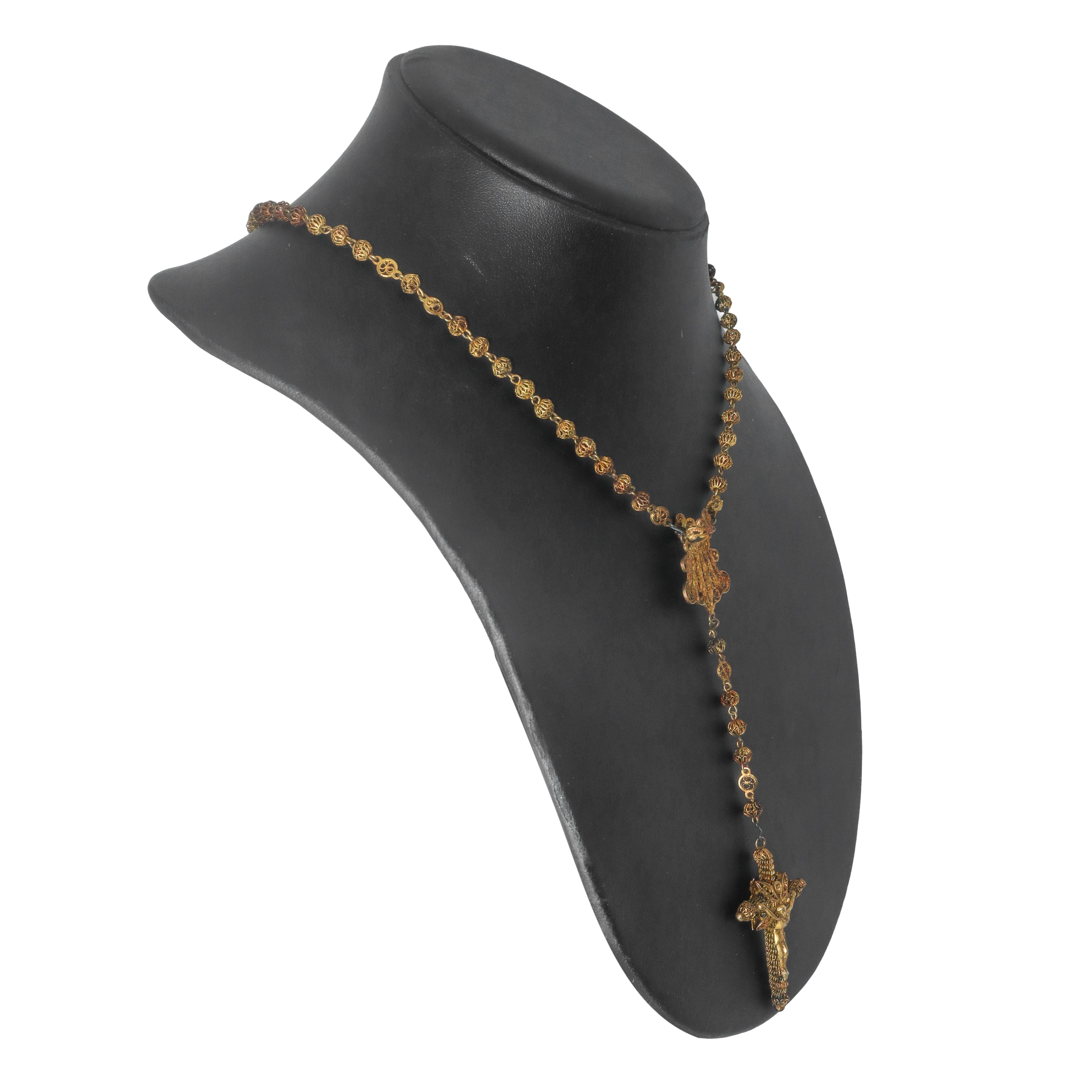 Collana rosario filigranata con Crocifisso in tonalità oro